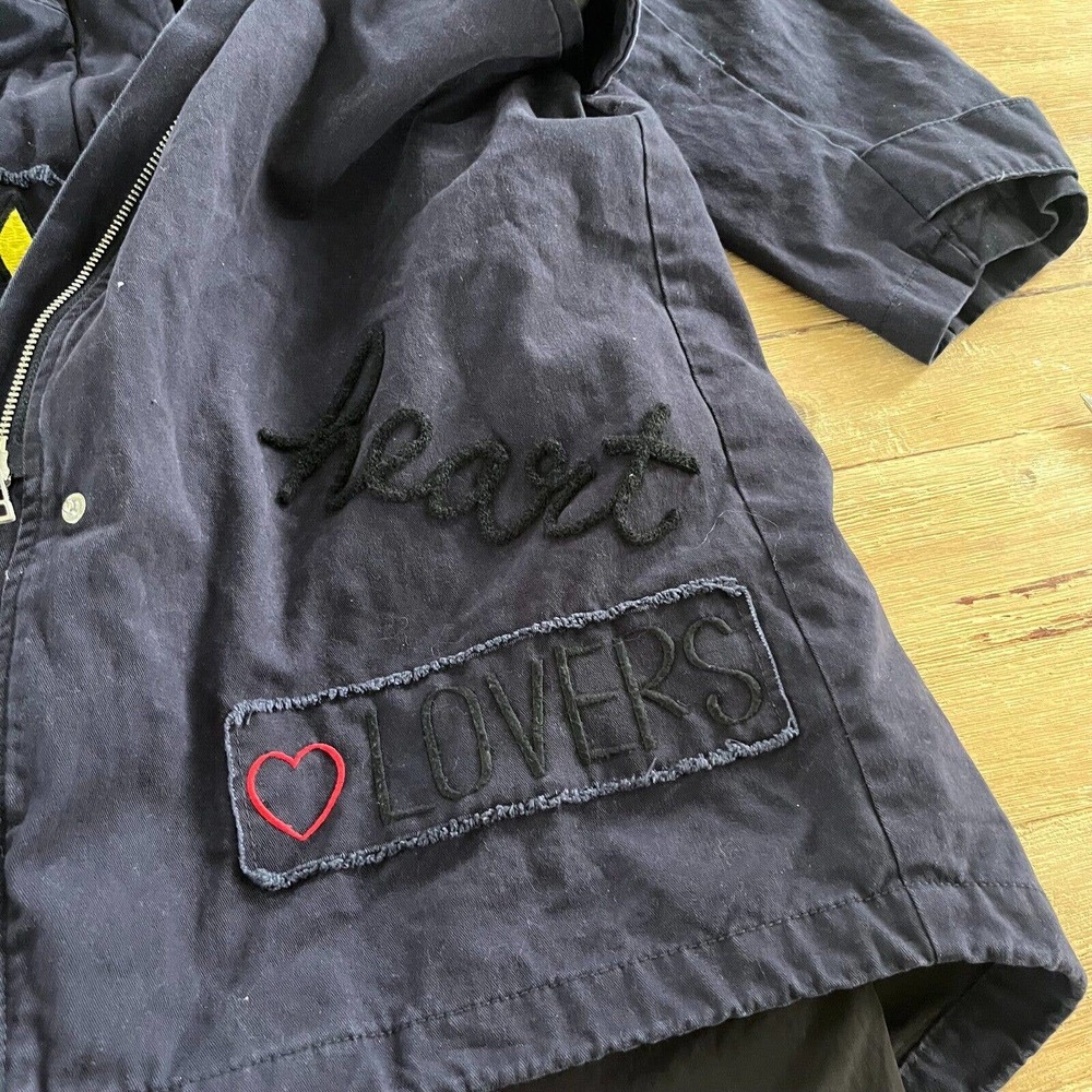 Zara Don't Waste My Time Navy Utility Jacket Size XS Patches Applique READ Rare - Picture 4 of 7